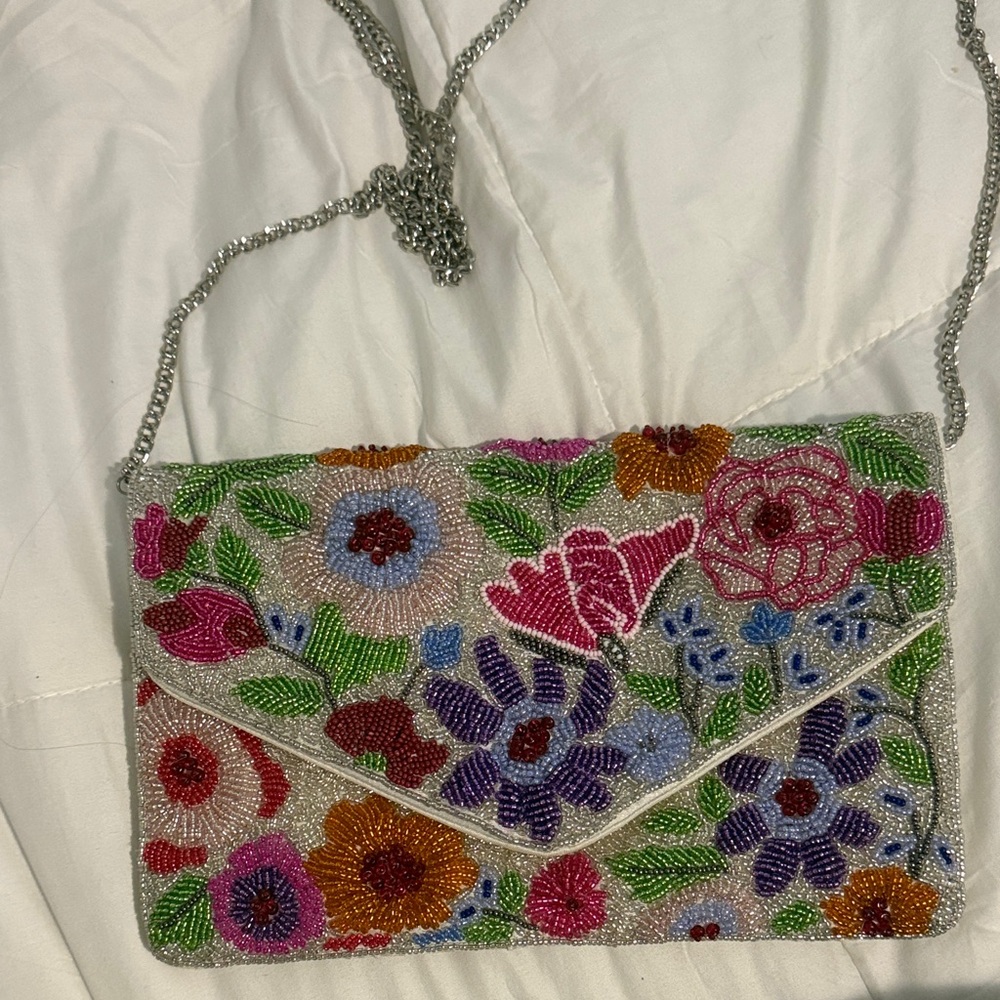 Lulu's Multicolor Floral Beaded Crossbody Bag